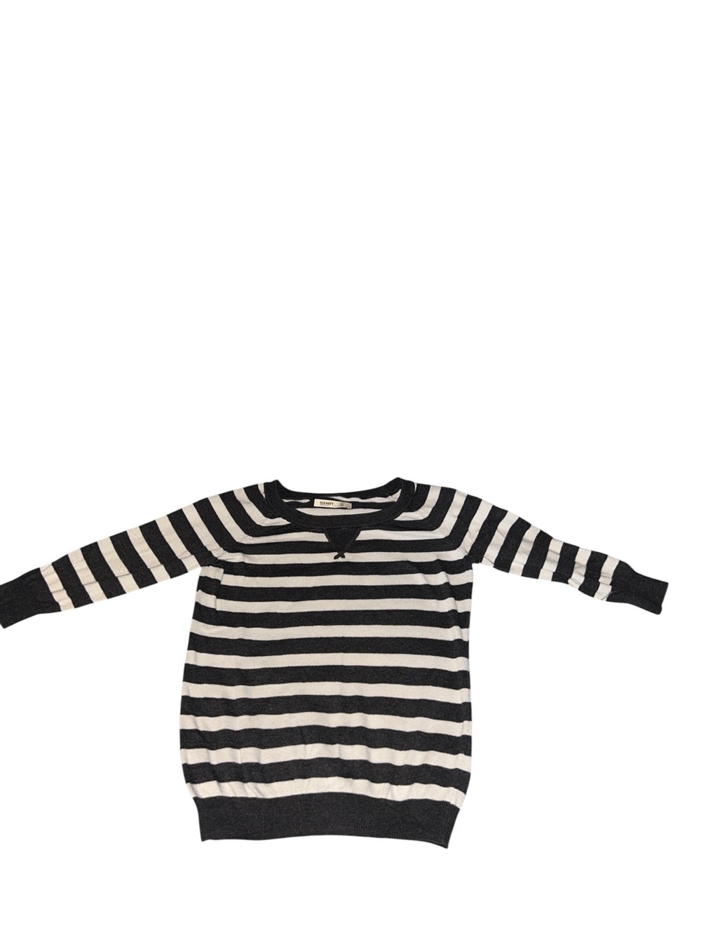 Old Navy Lightweight Charcoal and Cream Striped Crew Sweater X-Small